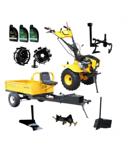 ProGARDEN Pachet Campo 873 Alpine motocultor 7CP + Prasitoare PRS20-45 + Remorca RM500T + Plug simplu + Plug bilonat/rarita + Adaptor reglabil + 2 Roti metalice 350x6 + 3L Ulei