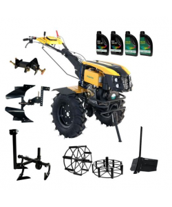 ProGARDEN Pachet Campo 1273 Alpine V2, Motocultor 12CP + PRS20-45 Prasitoare+Plug bilonat/rarita +PR2B-31 Plug reversibil+Adaptor + 2 Roti metalice 540x170 + 4 L Ulei