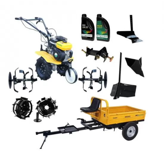 ProGARDEN Pachet Campo 703 Motocultor 7CP + Remorca RM500C + Plug simplu + 2xPlug bilonat/rarita + Adaptor + 2 Roti metalice 350x6 + 2L Ulei ProGARDEN Pachet Campo 703 Motocultor 7CP + Remorca RM500C + Plug simplu + 2xPlug bilonat/rarita + Adaptor + 2 Roti metalice 350x6 + 2L Ulei