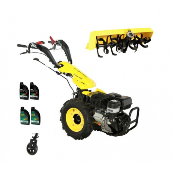 ProGARDEN Pachet Campo U16E Motocultor 14CP + Roata sustinere + Freza tractata FT90 + 4L Ulei