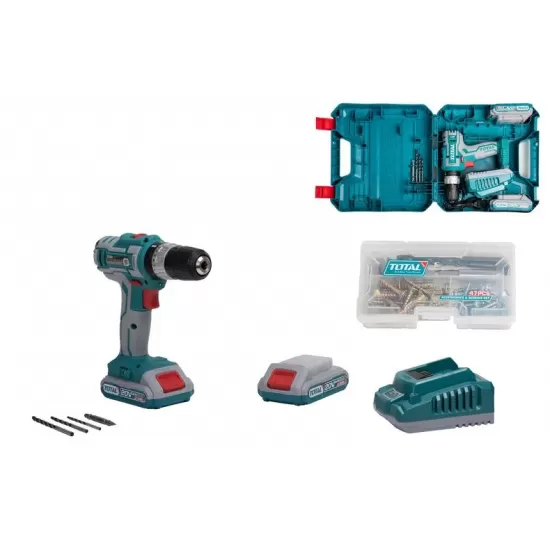 TOTAL - Masina de gaurit cu percutie si acumulator 20V-2.0Ah Li-Ion P20S (2 acumulatori) new SS TOTAL - Masina de gaurit cu percutie si acumulator 20V-2.0Ah Li-Ion P20S (2 acumulatori) new SS