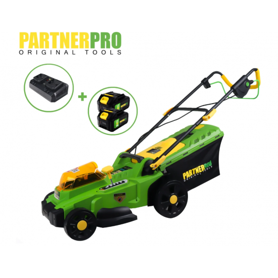 Masina de tuns gazon pe acumulator PARTNERPRO PP8A110-J , 2x20V 4Ah, 1 incarcator dublu, 3300 rpm , 35 L