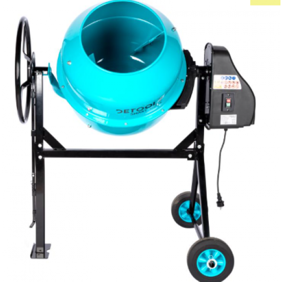 Betoniera Detoolz 180L, 1000W, cu roti si coroana de fonta