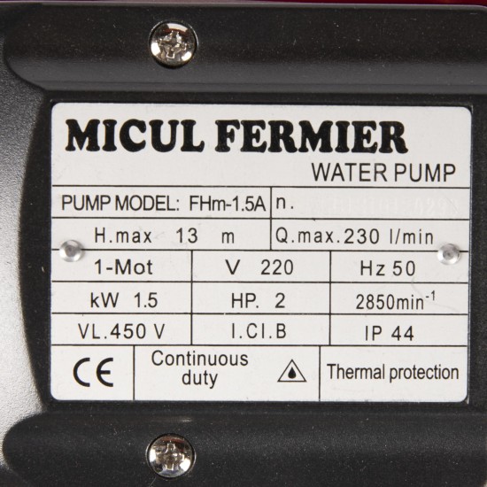 Pompa apa de suprafata FHM-1.5" A motor mic, 1500 W, 22 m