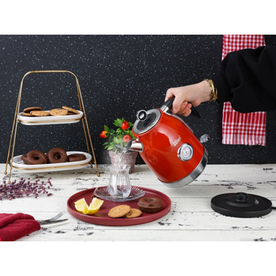 Fierbator RETRO Zilan ZLN7033 Rosu, Capacitate 1.7 Litri, Putere 2200W, Rotire 360