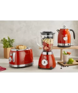 Fierbator RETRO Zilan ZLN7033 Rosu, Capacitate 1.7 Litri, Putere 2200W, Rotire 360