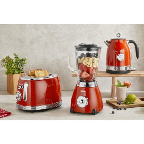 Fierbator RETRO Zilan ZLN7033 Rosu, Capacitate 1.7 Litri, Putere 2200W, Rotire 360