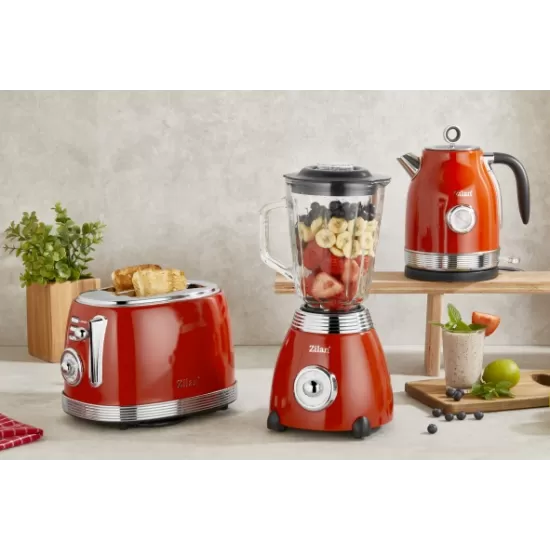 Fierbator RETRO Zilan ZLN7033 Rosu, Capacitate 1.7 Litri, Putere 2200W, Rotire 360