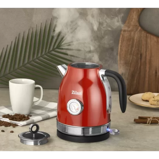 Fierbator RETRO Zilan ZLN7033 Rosu, Capacitate 1.7 Litri, Putere 2200W, Rotire 360