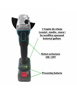 Polizor Unghiular pe Acumulator DDT-CRISTAL , 24V/4Ah, Motor Brushless, 820W, 8500 rot/min
