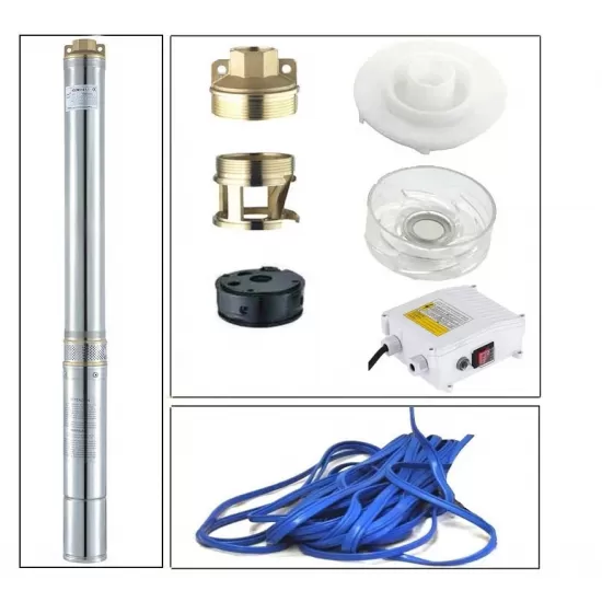 Pompa submersibila multietajata de mare adancime DDT, 4SDM10/12, 1500 W, apa curata, carcasa inox-fonta, debit maxim 8000 L/h, inaltime maxima 120m, diametru pompa 100 mm, panou comanda, 15m cablu 4 f Pompa submersibila multietajata de mare adancime DDT, 4SDM10/12, 1500 W, apa curata, carcasa inox-fonta, debit maxim 8000 L/h, inaltime maxima 120m, diametru pompa 100 mm, panou comanda, 15m cablu 4 f