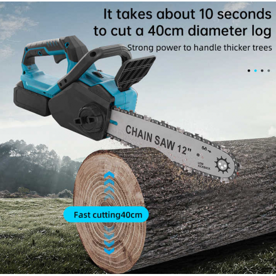 Drujba ,mini fierastrau cu acumulator DDT-CRISTAL, 21V,4A,Brushless, Motor fără perii, 3500 W, Lubrifiere automată a lanțului, Lungimea lamei de 40 cm, Ideala pentru lemne de foc și tăierea copacilor