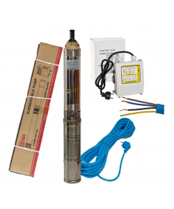 Pompa submersibila multietajata de mare adancime DDT, 4SDM2/8 DDT-0077, 1500 W, apa curata, carcasa inox-fonta,debit maxim 7000 L/h, inaltime maxim 120m, diametru pompa 100 mm, panou comanda, 15m cabl