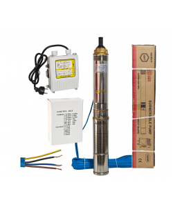 Pompa submersibila multietajata de mare adancime DDT, 4SDM2/8 DDT-0077, 1500 W, apa curata, carcasa inox-fonta,debit maxim 7000 L/h, inaltime maxim 120m, diametru pompa 100 mm, panou comanda, 15m cabl