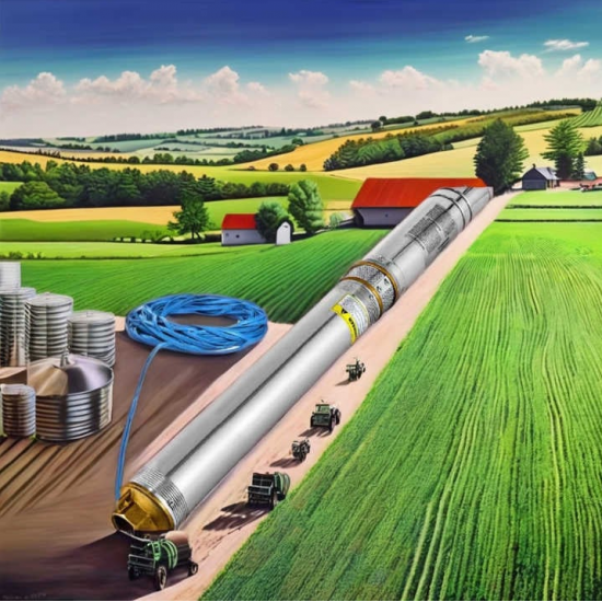 Pompa submersibila multietajata de mare adancime DDT, 4SDM2/8 DDT-0077, 1500 W, apa curata, carcasa inox-fonta,debit maxim 7000 L/h, inaltime maxim 120m, diametru pompa 100 mm, panou comanda, 15m cabl