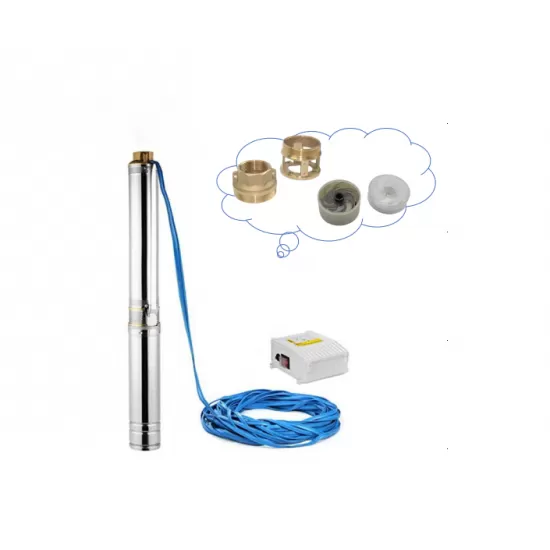 Pompa submersibila multietajata de mare adancime DDT, 4SDM2/8 DDT-0077, 1500 W, apa curata, carcasa inox-fonta,debit maxim 7000 L/h, inaltime maxim 120m, diametru pompa 100 mm, panou comanda, 15m cabl Pompa submersibila multietajata de mare adancime DDT, 4SDM2/8 DDT-0077, 1500 W, apa curata, carcasa inox-fonta,debit maxim 7000 L/h, inaltime maxim 120m, diametru pompa 100 mm, panou comanda, 15m cabl