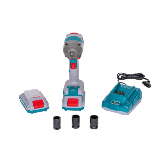 TOTAL - MASINA DE INSURUBAT CU IMPACT CU ACUMULATOR 20V-2.0AH LI-ION (INCLUDE 2 ACUMULATORI,1 INCARC