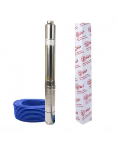Pompa submersibila de mare adancime, DDT, 4SDM3-7, 1500 W, 7 m³/h, 7 turbine, Inox, 30 m cablu + Presostat electronic automat, DDT, LS-4 + accesorii