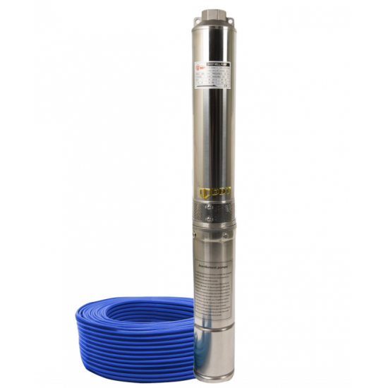 Pompa submersibila de mare adancime, DDT, 4SDM3-7, 1500 W, 7 m³/h, 7 turbine, Inox, 30 m cablu + Presostat electronic automat, DDT, LS-4 + accesorii