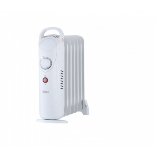 Mini calorifer Zilan ZLN4980 cu ulei si 7 elementi, termostat, baza separata de elementi, Alb