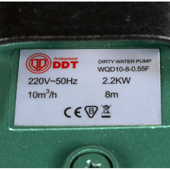 Pompa submersibila apa murdara, cu plutitor, fara tocator, DDT, WQD10, 2200 W+ Furtun pompieri 2 toli 20 m