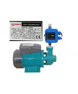 Pachet Pompa de suprafata DDT QB60, 370 W, aspiratie 7 m, refulare 30 m, BOBINAJ CUPRU + Presostat electronic automat DDT LS1, 1.1kW, 10 bar Pachet Pompa de suprafata DDT QB60, 370 W, aspiratie 7 m, refulare 30 m, BOBINAJ CUPRU + Presostat electronic automat DDT LS1, 1.1kW, 10 bar