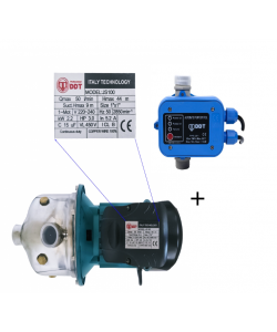Pachet Pompa autoamorsanta de suprafata, DDT, JS100, 2200 W, 3000l/h + Presostat electronic automat DDT LS1, 1.1kW, 10 bar