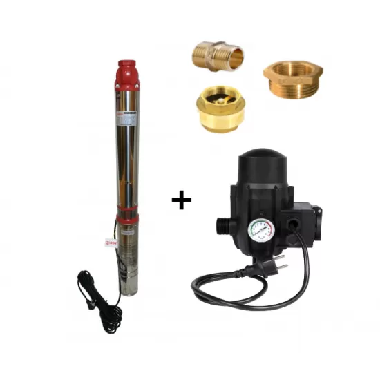 Pompa submersibila de mare adancime, DDT, 4SDM2-12, 1800 W, Inox, 12 turbine + Presostat electronic automat, DDT, LS-4 + accesorii Pompa submersibila de mare adancime, DDT, 4SDM2-12, 1800 W, Inox, 12 turbine + Presostat electronic automat, DDT, LS-4 + accesorii