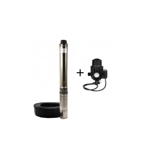 Pompa submersibila de mare adancime, DDT, 4SDM2-16, 2000 W, Inox, 16 turbine + Presostat electronic automat, DDT, LS-4