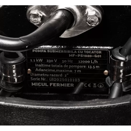 Pompa submersibila Micul Fermier 1.1 kW, 12000l/h, H13.5m Pompa submersibila Micul Fermier 1.1 kW, 12000l/h, H13.5m