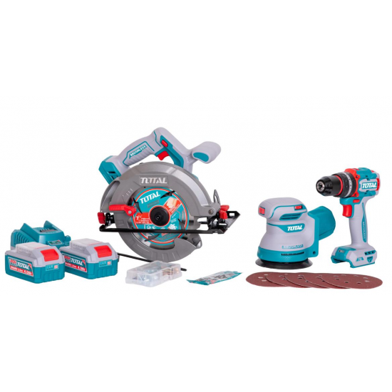 TOTAL - KIT COMBO 20V -4.0Ah - FIERASTRAU CIRCULAR, SLEFUITOR , MASINA DE GAURIT CU IMPACT (INCLUDE