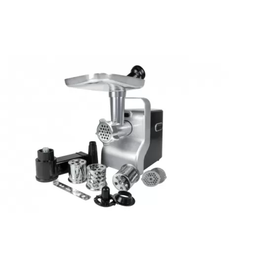 Masina de tocat carne multifunctionala ZILAN ZLN0126, Negru/Gri 2100 W, 3 viteze, Accesorii pentru feliat legume, Accesoriu pentru carnati, Accesorii pentru feliere si maruntire, Cutit inox