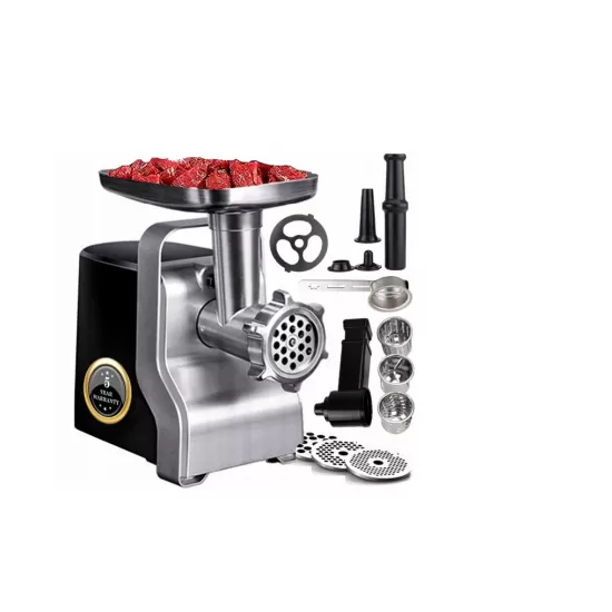 Masina de tocat carne multifunctionala ZILAN ZLN0126, Negru/Gri 2100 W, 3 viteze, Accesorii pentru feliat legume, Accesoriu pentru carnati, Accesorii pentru feliere si maruntire, Cutit inox