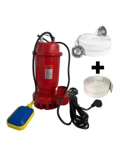 Pachet Cu Pompa apa murdara din fonta DDT rosie WQD10 cu plutitor, 1100 W, 15 m³/h + Furtunul de pompier 2'' 20 m, 8 bari, cu cuple + Furtunul de pompier 2'' 20 m, 8 bari Pachet Cu Pompa apa murdara din fonta DDT rosie WQD10 cu plutitor, 1100 W, 15 m³/h + Furtunul de pompier 2'' 20 m, 8 bari, cu cuple + Furtunul de pompier 2'' 20 m, 8 bari