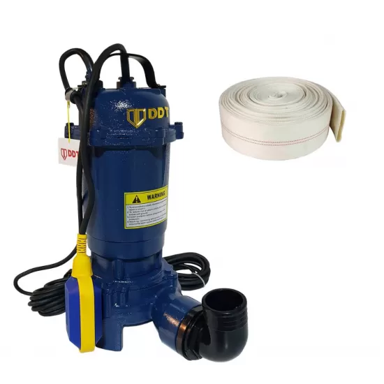 Pompa submersibila cu tocator si plutitor, DDT, WQD10, 2600W + Furtun pompier, 20 metri, 2 toli + Furtunul de pompier 2'' 20 m, 8 bari, cu cuple Pompa submersibila cu tocator si plutitor, DDT, WQD10, 2600W + Furtun pompier, 20 metri, 2 toli + Furtunul de pompier 2'' 20 m, 8 bari, cu cuple