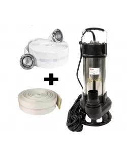 Pompa submersibila cu dublu tocator pentru apa murdara, DDT, V1500T, 1500 W, Inox + Furtun pompier, 20 metri, 2 toli + Furtunul de pompier 2'' 20 m, 8 bari, cu cuple Pompa submersibila cu dublu tocator pentru apa murdara, DDT, V1500T, 1500 W, Inox + Furtun pompier, 20 metri, 2 toli + Furtunul de pompier 2'' 20 m, 8 bari, cu cuple