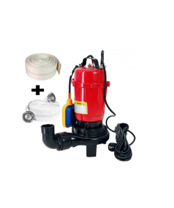 Pompa submersibila cu tocator si plutitor, DDT, WQD10, 2600W + Furtun pompier, 20 metri, 2 toli + Furtunul de pompier 2'' 20 m, 8 bari, cu cuple