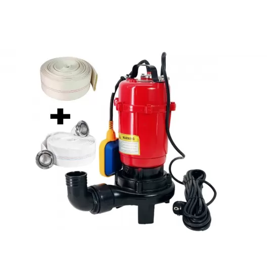 Pompa submersibila cu tocator si plutitor, DDT, WQD10, 2600W + Furtun pompier, 20 metri, 2 toli + Furtunul de pompier 2'' 20 m, 8 bari, cu cuple Pompa submersibila cu tocator si plutitor, DDT, WQD10, 2600W + Furtun pompier, 20 metri, 2 toli + Furtunul de pompier 2'' 20 m, 8 bari, cu cuple