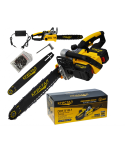 Drujba, mini fierastrau cu 2 acumulator DDT-CRISTAL, 48V, 1600W, 4800rot/min, 5A, Brushless, Motor fara perii, lungimea lamei de 405mm, 2 lame, 2 lanturi