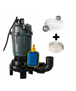 Pompa apa murdara DDT cu tocator exterior si flotor, 2600 W, 12 mc/h, 12 m refulare + Furtun pompier 2" 20 M +Furtunul de pompier 2'' 20 m, 8 bari, cu cuple