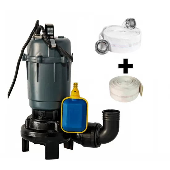 Pompa apa murdara DDT cu tocator exterior si flotor, 2600 W, 12 mc/h, 12 m refulare + Furtun pompier 2" 20 M +Furtunul de pompier 2'' 20 m, 8 bari, cu cuple Pompa apa murdara DDT cu tocator exterior si flotor, 2600 W, 12 mc/h, 12 m refulare + Furtun pompier 2" 20 M +Furtunul de pompier 2'' 20 m, 8 bari, cu cuple