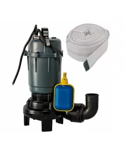 Pompa apa murdara DDT cu tocator exterior si flotor, 2600 W, 12 mc/h, 12 m refulare + Furtun pompier 2" 20 M +Furtunul de pompier 2'' 20 m, 8 bari, cu cuple