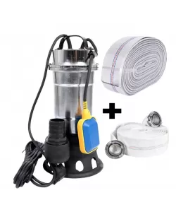 Pompa pentru apa murdara cu plutitor fara tocator, DDT, Inox, SWP2550F, 2550 W, 25 mc/h + Furtun pompier, 20 metri, 2 toli + Furtun pompier, 20 metri, 2 toli, cu cuple Pompa pentru apa murdara cu plutitor fara tocator, DDT, Inox, SWP2550F, 2550 W, 25 mc/h + Furtun pompier, 20 metri, 2 toli + Furtun pompier, 20 metri, 2 toli, cu cuple