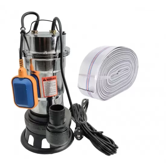 Pompa pentru apa murdara cu plutitor fara tocator, DDT, Inox, SWP2550F, 2550 W, 25 mc/h + Furtun pompier, 20 metri, 2 toli + Furtun pompier, 20 metri, 2 toli, cu cuple Pompa pentru apa murdara cu plutitor fara tocator, DDT, Inox, SWP2550F, 2550 W, 25 mc/h + Furtun pompier, 20 metri, 2 toli + Furtun pompier, 20 metri, 2 toli, cu cuple