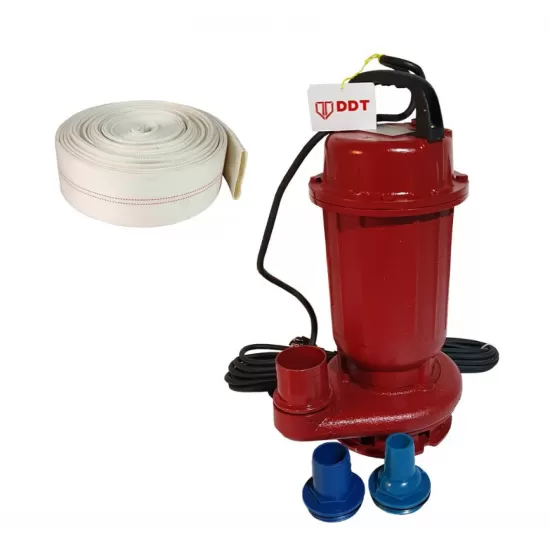 Pompa submersibila apa murdara, DDT, WQD10, 1100 W + Furtun pompier, 20 metri, 2 toli + Furtun pompier, 20 metri, 2 toli, cu cuple Pompa submersibila apa murdara, DDT, WQD10, 1100 W + Furtun pompier, 20 metri, 2 toli + Furtun pompier, 20 metri, 2 toli, cu cuple