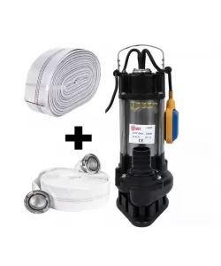 Pompa submersibila de apa murdara DDT V1500F, 1500 W, 12 mc/h+ Furtun pompier, 20 metri, 2 toli + Furtunul de pompier 2'' 20 m, 8 bari, cu cuple Pompa submersibila de apa murdara DDT V1500F, 1500 W, 12 mc/h+ Furtun pompier, 20 metri, 2 toli + Furtunul de pompier 2'' 20 m, 8 bari, cu cuple