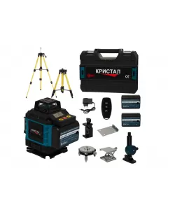 Nivelă laser profesională DDT-KRISTAL 16 linii 4D, verde, cu 2 acumulatori Li-Ion, telecomandă, trepied, suporturi și valiză de transport