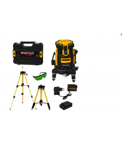 Nivelă laser profesională DDT-KRISTAL 12 linii, fascicul verde, cu trepied, acumulator Li-Ion, ochelari de protecție și valiză de transport