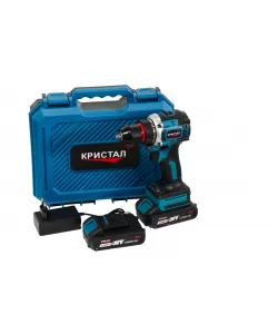 Bormașină cu acumulator DDT-KRISTAL 36V, 2 acumulatori Li-Ion 2.0Ah, motor fara perii (brushless), 2 viteze, cuplu reglabil, sistem autoblocaj, valiză de transport