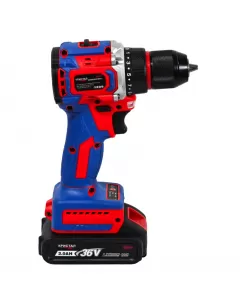 Bormașină cu acumulator DDT-KRISTAL 36V, 2 acumulatori Li-Ion 2.0Ah, motor fara perii (brushless), 2 viteze, cuplu reglabil, sistem autoblocaj, valiză de transport